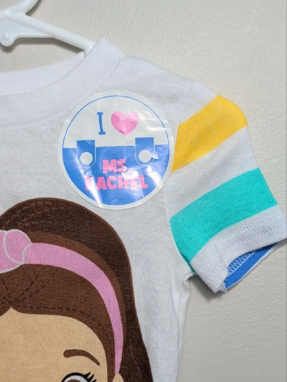 Ms. Rachel Toddler 2 Piece Short Sleeve Top & Pants Pajama Set 18 MO. Rainbow